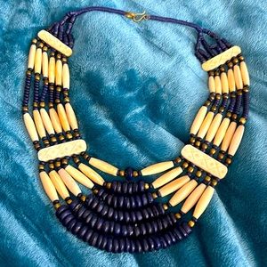 Vintage Naga Tribal Bone Wood Layered Necklace